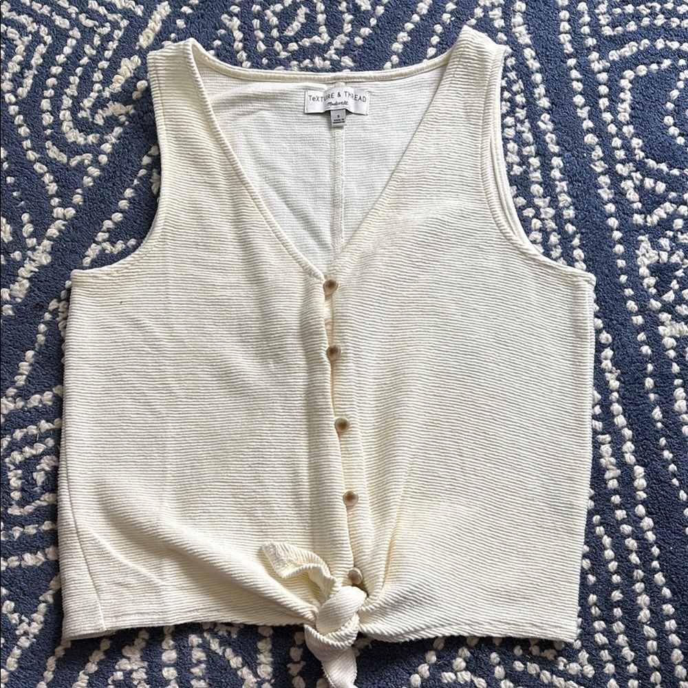 White Textured Sleeveless Top